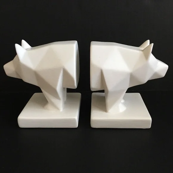 Origami Bear Bookends white ceramic minimalist - Picture 4 of 4
